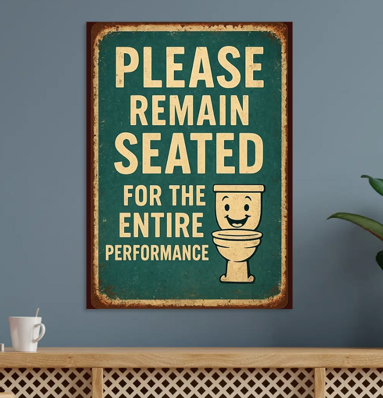 Please Remain Seated — metal poster wall art by Lineer